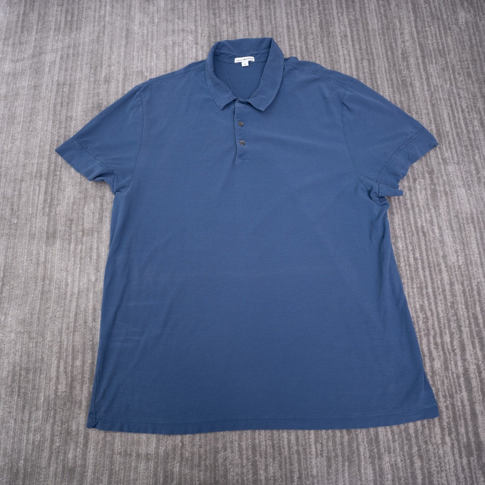 James Perse Polo Shirt Mens 4 Blue Good Cotton Short Sleeve Made in USA